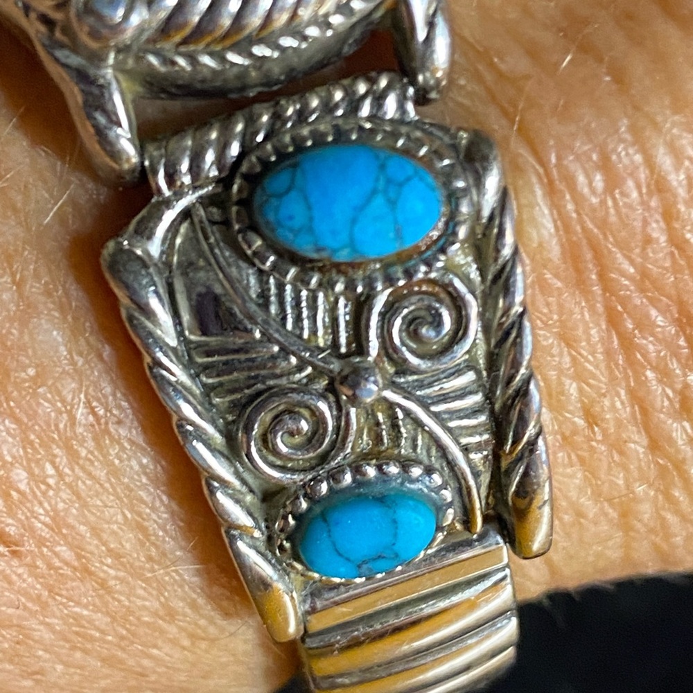 Vintage Southwest Turquoise Style Watch Bracelet - Picture 2 of 10